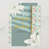 Elegant Gold Floral Wedding Kaart (Voorkant / Achterkant)