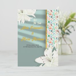 Elegant Gold Floral Wedding Kaart