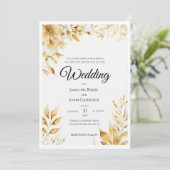 Elegant Gold Floral Wedding Kaart (Staand voorkant)