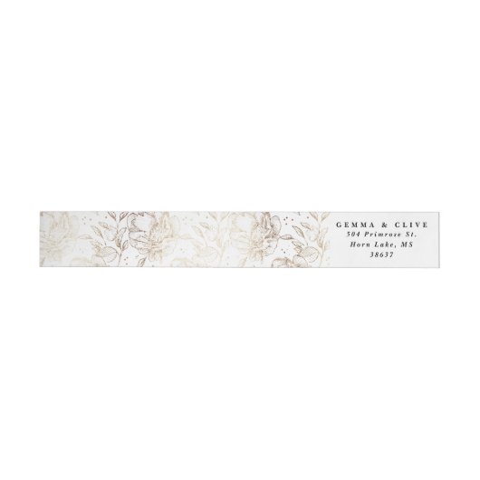 Elegant Gold Floral Wedding Return-adres (Individueel)