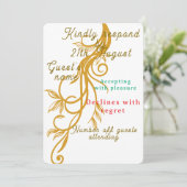Elegant Gold Floral Wedding RSVP-kaart (Staand voorkant)