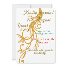 Elegant Gold Floral Wedding RSVP-kaart