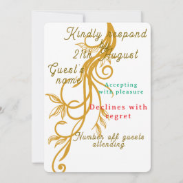 Elegant Gold Floral Wedding RSVP-kaart
