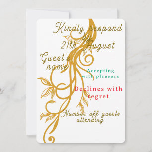 Elegant Gold Floral Wedding RSVP-kaart
