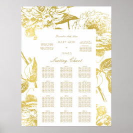 Elegant Gold Floral Wedding Seating Chart Poster