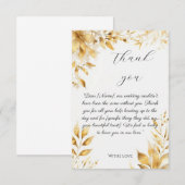 Elegant Gold Floral Wedding Thank You Card Bedankkaart (Voorkant / Achterkant)