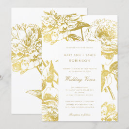 Elegant Gold Floral Wedding Vow Renewal Kaart