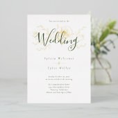 Elegant Gold Floral White Green Wedding Folie Uitnodiging (Staand Voorkant)