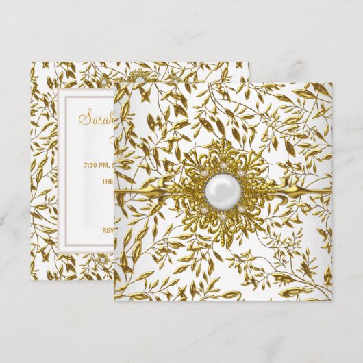 Elegant Gold Floral White Jewel 21st Birthday 2 Kaart (Voorkant / Achterkant)