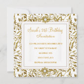 Elegant Gold Floral White Jewel 21st Birthday 2 Kaart (Achterkant)