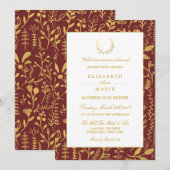 Elegant Gold Floral Wreater Moederdag Dinner Kaart (Voorkant / Achterkant)
