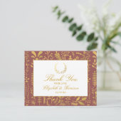 Elegant Gold Floral Wreath Weddenschap Hartelijk d Briefkaart (Staand voorkant)