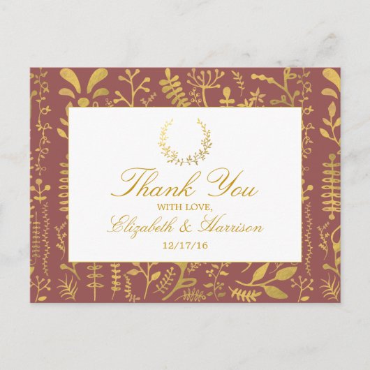 Elegant Gold Floral Wreath Weddenschap Hartelijk d Briefkaart (Voorkant)