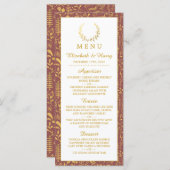 Elegant Gold Floral Wreath Wedding Menu (Voorkant / Achterkant)