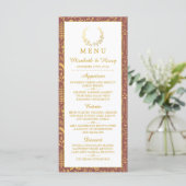 Elegant Gold Floral Wreath Wedding Menu (Staand voorkant)