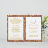 Elegant Gold Floral Wreath Wedding Program (Staand voorkant)
