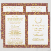 Elegant Gold Floral Wreath Wedding Program (Voorkant / Achterkant)