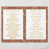 Elegant Gold Floral Wreath Wedding Program (Achterkant)