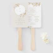 Elegant Gold Floral Wreath Wedding Program Handwaaier (Voorkant en achterkant)