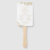 Elegant Gold Floral Wreath Wedding Program Handwaaier (Achterkant)