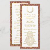 Elegant Gold Floral Wreath Wedding Program Programmakaart (Voorkant / Achterkant)