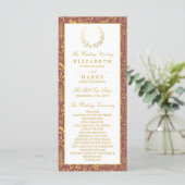 Elegant Gold Floral Wreath Wedding Program Programmakaart (Staand voorkant)