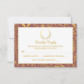 Elegant Gold Floral Wreath Wedding RSVP (Voorkant)