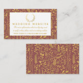 Elegant Gold Floral Wreath Wedding Website Informatiekaartje (Voorkant / Achterkant)