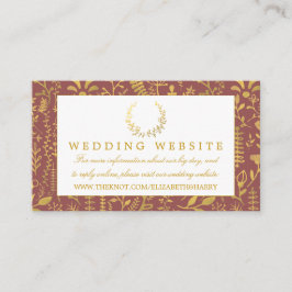 Elegant Gold Floral Wreath Wedding Website Informatiekaartje