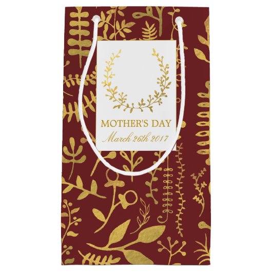 Elegant Gold Floral Wreator Moederdag Klein Cadeauzakje (Voorkant)