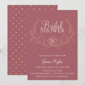 Elegant Gold Floral Wreator Vrijgezellenfeest Kaart (Voorkant / Achterkant)