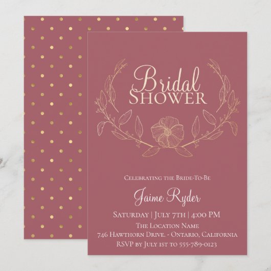 Elegant Gold Floral Wreator Vrijgezellenfeest Kaart (Voorkant / Achterkant)