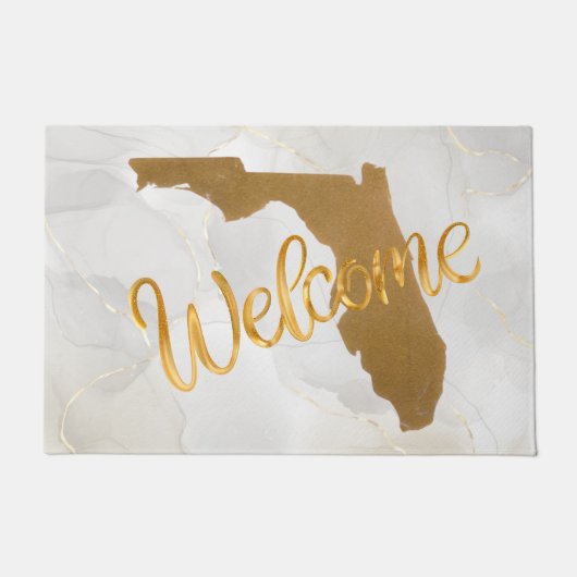 Elegant Gold Florida State Map Welcome Deurmat (Voorkant)