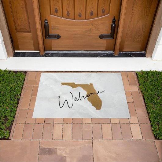 Elegant Gold Florida State Map Welcome Deurmat (Buiten)