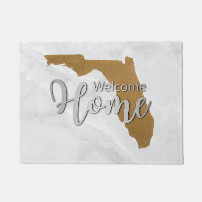Elegant Gold Florida State Map Welcome Home Deurmat (Voorkant)