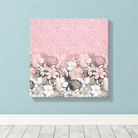 Elegant Gold florroze gradiënt Glitter Afbeelding Canvas Afdruk (Insitu (Houten vloer))