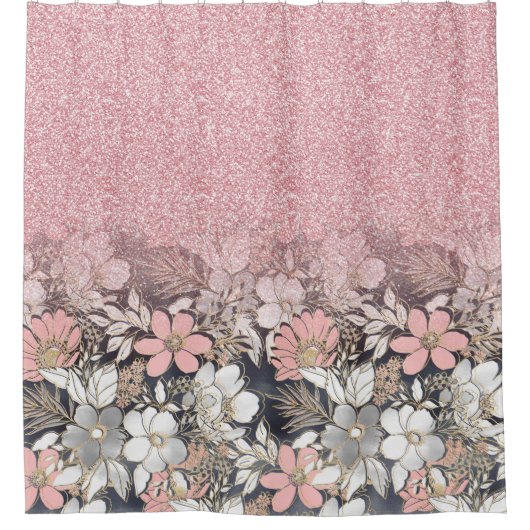 Elegant Gold florroze gradiënt Glitter Afbeelding Douchegordijn (Voorkant)