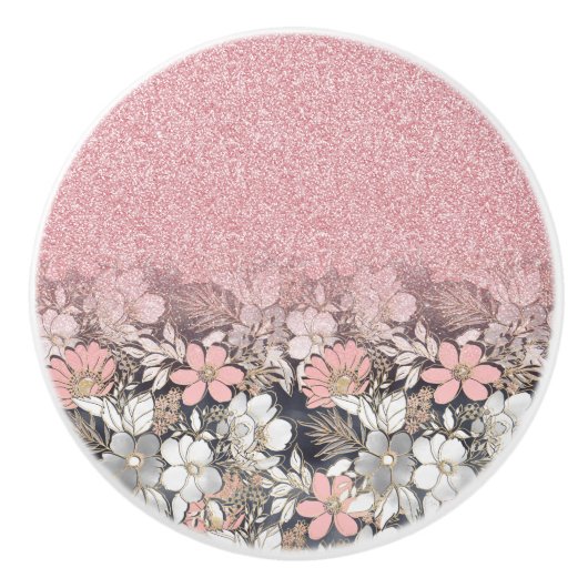 Elegant Gold florroze gradiënt Glitter Afbeelding Keramische Knop (Voorkant)