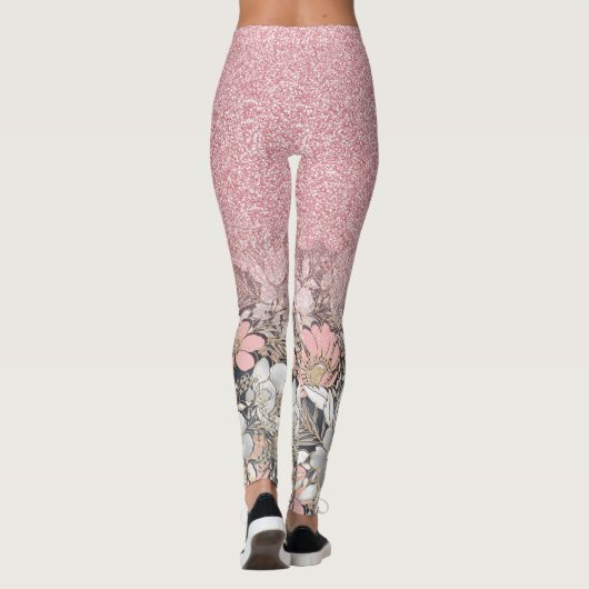 Elegant Gold florroze gradiënt Glitter Afbeelding Leggings (Achterkant)