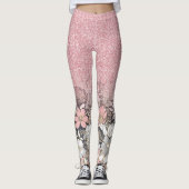 Elegant Gold florroze gradiënt Glitter Afbeelding Leggings (Voorkant)