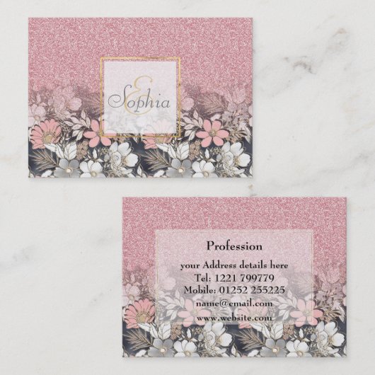 Elegant Gold florroze gradiënt Glitter Afbeelding Visitekaartje (Voorkant / Achterkant)