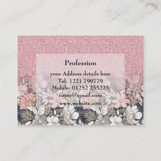 Elegant Gold florroze gradiënt Glitter Afbeelding Visitekaartje (Achterkant)