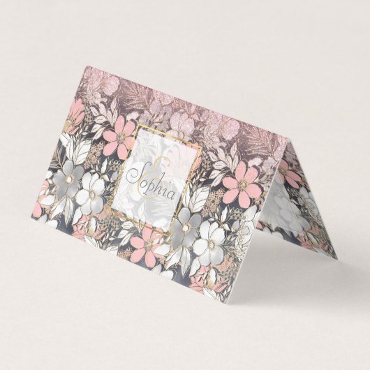 Elegant Gold florroze gradiënt Glitter Afbeelding Visitekaartje (Voorkant)