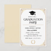 Elegant Gold Flourish Black Graduation Party  Kaart (Voorkant / Achterkant)