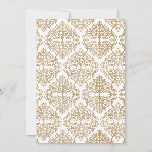 Elegant Gold Flourish en Damask Kaart (Achterkant)