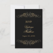 Elegant Gold Flourish en Damask RSVP (Voorkant)