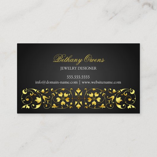 Elegant Gold Flourish Swirl Visitekaartje (Achterkant)