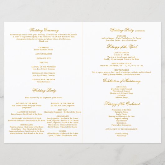 Elegant Gold Flourish Wedding Programme (Achterkant)