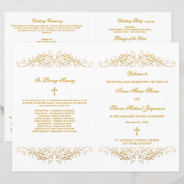 Elegant Gold Flourish Wedding Programme
