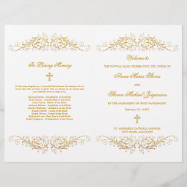 Elegant Gold Flourish Wedding Programme